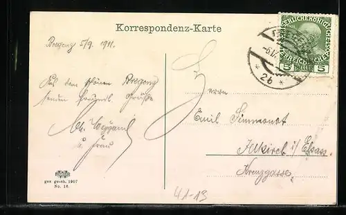 AK Bregenz a. B., Dampfer Greif sticht in See