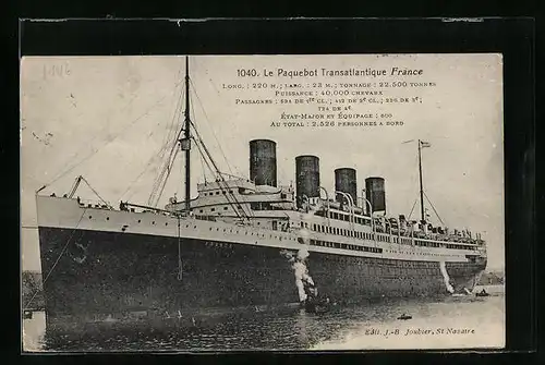 AK Le Paquebot Transatlantique France