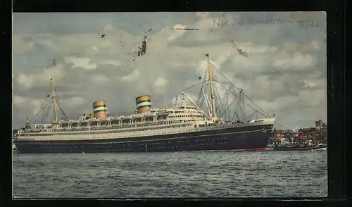 AK Rotterdam, Passagierschiff SS Nieuw Amsterdam im Hafen ankernd