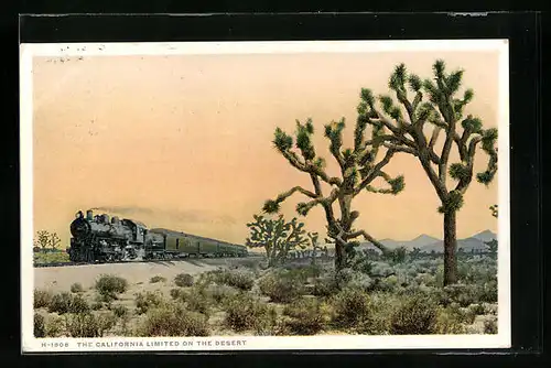 AK US-Amerikanische Eisenbahn bei der Fahrt durch die Kalifornische Wüste