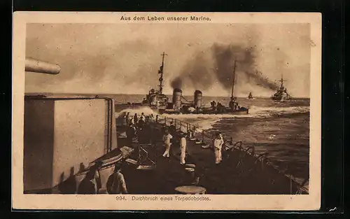 AK Durchbruch eines Torpedobootes der Kriegsmarine