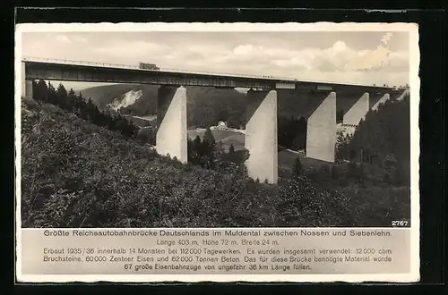AK Grösste Reichsautobahnbrücke Deutschlands im Muldental zwischen Nossen und Siebenlehn