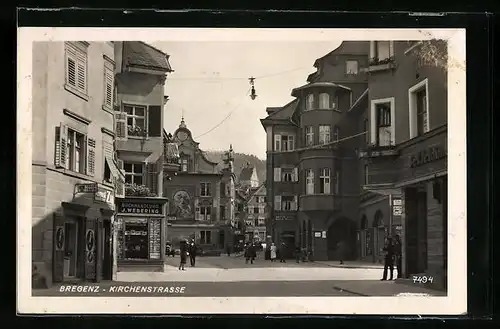 AK Bregenz, Kirchenstrasse mit Buchhandlung J. Webering