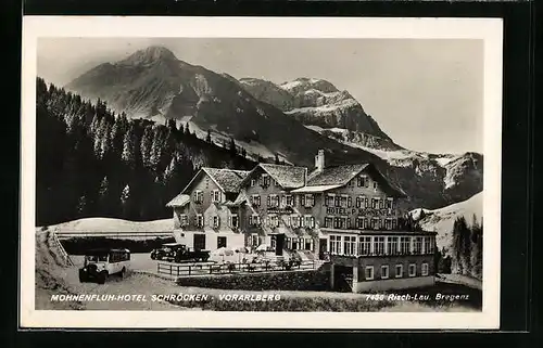 AK Schröcken, Mohnenfluh-Hotel mit Bergpanorama