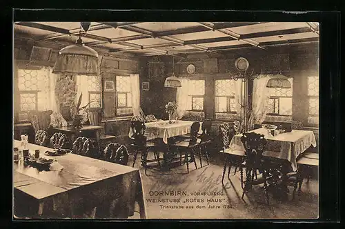 AK Dornbirn, Innenansicht der Weinstube Rotes Haus