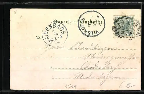 Lithographie Bregenz, Ortsansicht aus der Vogelschau