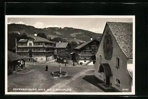 AK Schwarzenberg, Kirchplatz mit Brunnen
