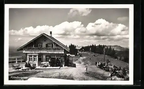 AK Bregenz, Hütte auf der Pfänderspitze mit Hochberg