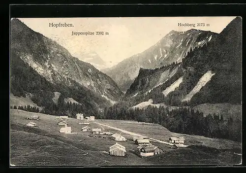 AK Hopfreben, Ortsansicht mit Juppenspitze und Hochberg