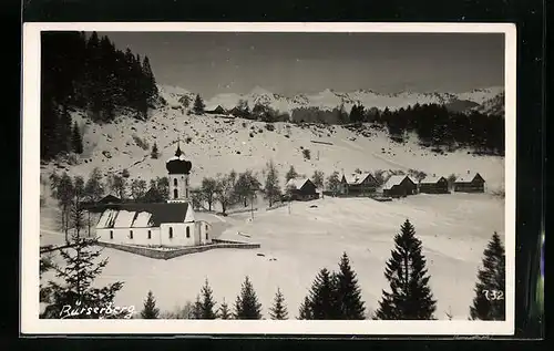 AK Bürserberg, Ortsansicht mit Kirche im Winter