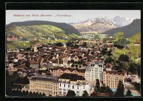 AK Feldkirch, Ortsansicht mit Stella Matutina und Fernblick