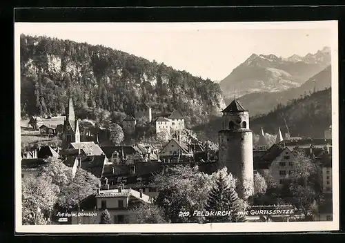 AK Feldkirch, Teilansicht mit Turm und Gurtisspitze
