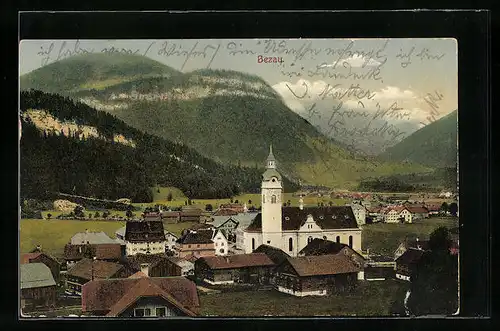 AK Bezau, Ortsansicht mit Kirche
