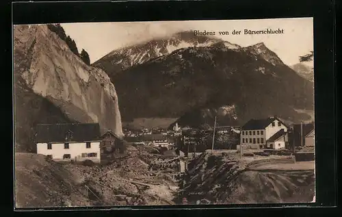 AK Bludenz, Ortsansicht von der Bürserschlucht