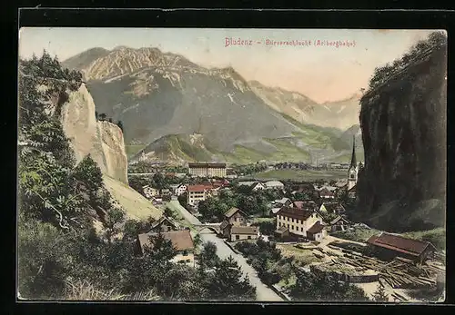 AK Bludenz, Blick in die Bürserschlucht, Ortsansicht