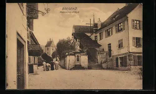 AK Bregenz, Strassenpartie mit Kapuzinerstiege