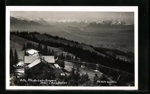 AK Bregenz, Blick auf die Pfänderbahn mit Hotel und Bergstation
