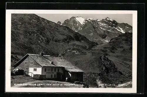 AK Zeinisjoch, Gasthaus mit Blick auf den Hochmäderer
