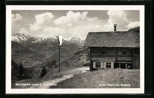 AK Kristberg, Gasthaus zum Christbergsattel gegen Rhätikon