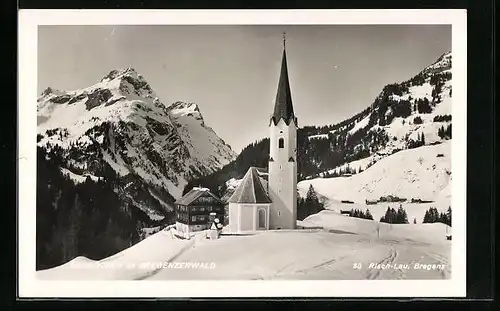 AK Schröcken im Begrenzerwald, Kirche im Winter