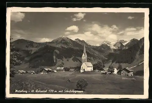 AK Mittelberg i. Kl. Walsertal, Berglandschaft mit Schafalpgruppe