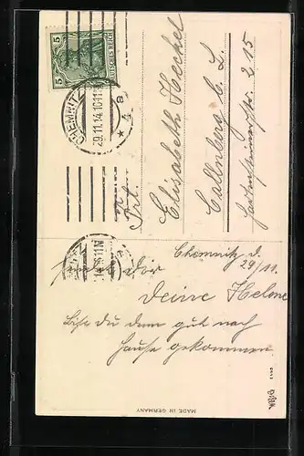 Präge-AK Mädchen mit Vergissmeinnicht zum Geburtstag