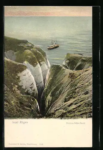 AK Rügen, Arcona-Adler-Horst mit Dampfer