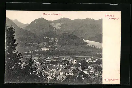 AK Bludenz, Teilansicht mit Montigel und Scesaplana
