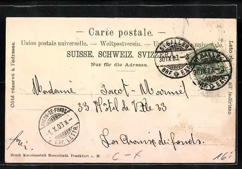 Passepartout-Lithographie St. Gallen, Unionplatz, Kathedrale, Marktgasse