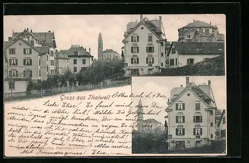 AK Thalweil, Ortsansicht mit Blick zu den Häusern
