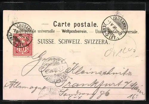 Lithographie Genève, Ortsansicht mit Hotel de l`Europe