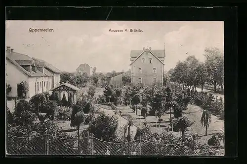 AK Appenweier, Ortspartie mit Anwesen A. Brüstle und Garten