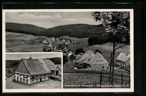 AK Eisenbach bei Neustadt /Schwarzw., Ortsansicht mit Umgebung aus der Vogelschau, Gasthaus u. Pension zum Hirschen