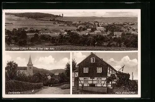 AK Pesch /Eifel, Gesamtansicht, Dorfpartie, Pension Haus Eifeler Hof