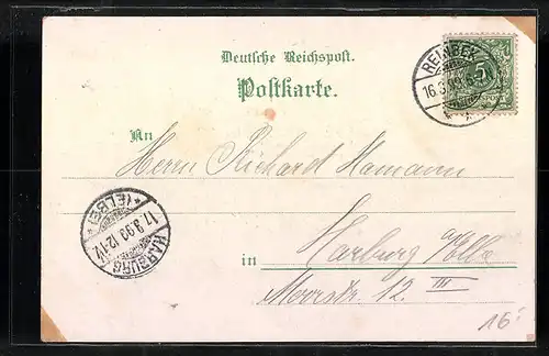 Lithographie Reinbek, Panorama mit Wentorf, Schlossteich, Stt. Adolfs-Stift