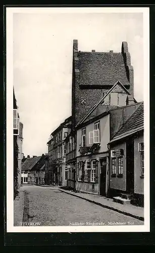 AK Teterow, Malchiner Tor mit südlicher Ringstrasse