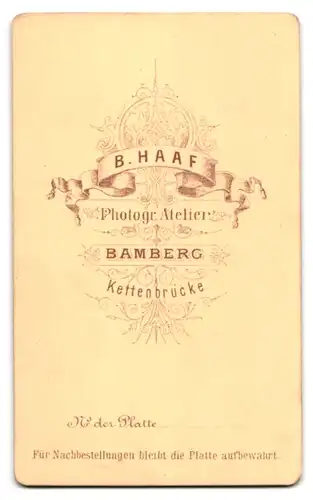 Fotografie B. Haaf, Bamberg, Kettenbrücke, Bürgerlicher Herr mit Vollbart und Brille