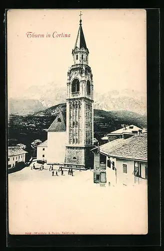 AK Cortina d`Ampezzo, Kirche im Ortsbild
