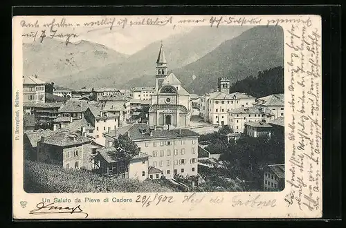 AK Pieve di Cadore, Kirche im Ortsbild