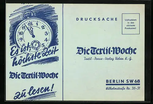 AK Berlin, Zeitschrift Die Textil-Woche, Wilhelmstrasse 30-31
