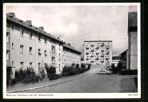 AK Oeslau, Festpostkarte Stadtjubiläum 1962 - Blick zum Hochhaus in der Sudetenstrasse