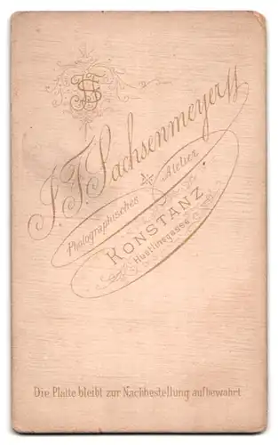 Fotografie J. F. Sachsenmeyer, Konstanz, Huetlinsgasse, Bürgerlicher mit Schnurrbart