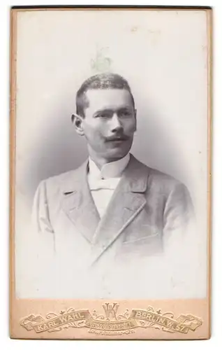 Fotografie Karl Wahl, Berlin, Gross-Görschenstr. 1, Bürgerlicher Mann im grauen Mantel mit Schnurrbart