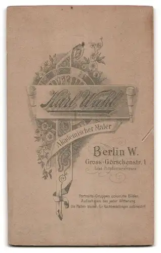 Fotografie Karl Wahl, Berlin, Gross-Görschenstr. 1, Bürgerlicher Mann im grauen Mantel mit Schnurrbart