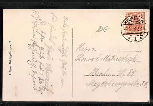 AK Berlin-Neukölln, Konzert-Café Rathaus in der Bergstrasse 7-8, Ecke Prinz Handjery-Strasse