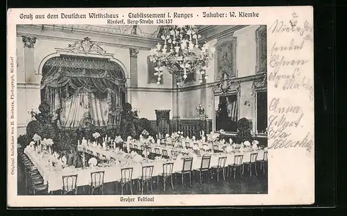AK Rixdorf, Deutsches Wirthaus in der Bergstrasse 136 /137, Grosser Festsaal