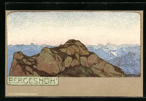 Künstler-AK Ernst Liebermann: Bergeshöh, Panorama