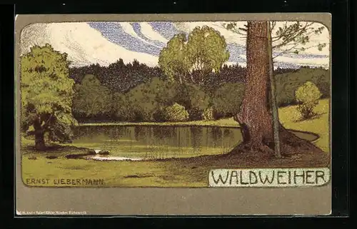 Künstler-AK Ernst Liebermann: Waldweiher