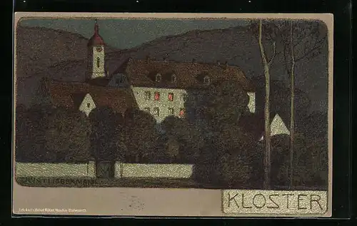 Künstler-AK Ernst Liebermann: Kloster am Abend