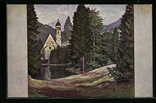 Künstler-AK Ernst Liebermann: Waldidyll mit Kirche